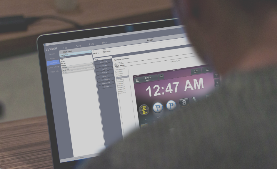 Programmer using Adapt System Manger to program Crestron system