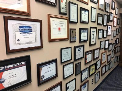PanTech Design's wall of certifications